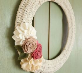 handmade woven wreath dressed for spring