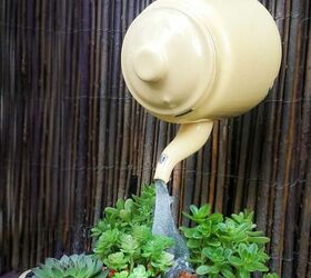 15 crazy creative ways to reuse old pots and pans around your home, Make a floating planter from a teapot bowl fork