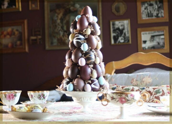 centro de dulces de pascua huevos de imitacin de chocolate y pastel