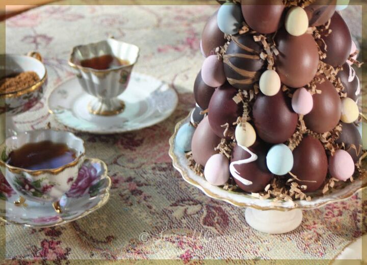easter candy centerpiece faux chocolate and pastel eggs