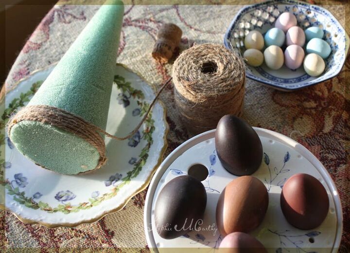 easter candy centerpiece faux chocolate and pastel eggs