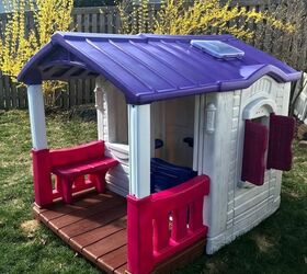 easy outdoor plastic playhouse makeover, The After Shot MUCH better