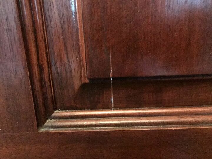 how to easily repair hairline cracks in wood doors with wood putty, Before Door with Hairline Crack