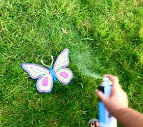 how to paint a beautiful big butterfly for your garden, Spray protective top coat