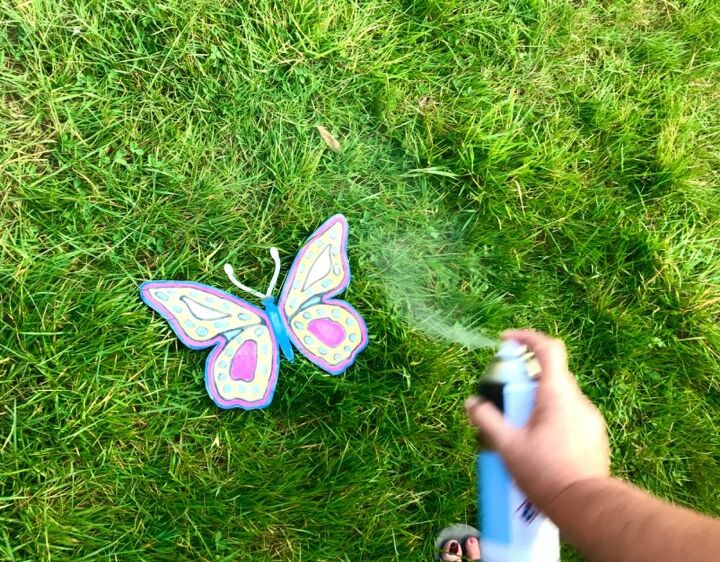 how to paint a beautiful big butterfly for your garden, Spray protective top coat