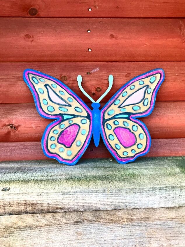 how to paint a beautiful big butterfly for your garden, Painted garden butterfly
