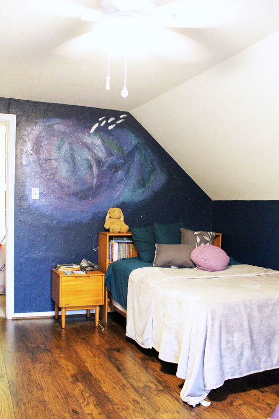 s 14 mini room makeovers you can do in just 1 weekend, Paint a galaxy accent wall for a teen bedroom