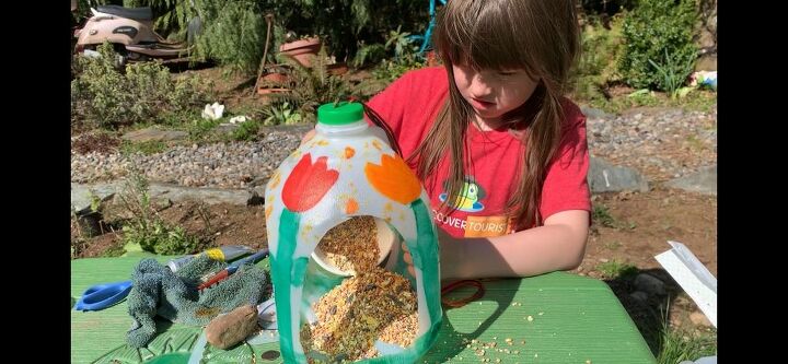 milk jug bird feeder earth day kids craft