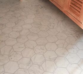 12 creative bathroom floor upgrades you can do without a full reno, DIY a hexagon mosaic tile installation