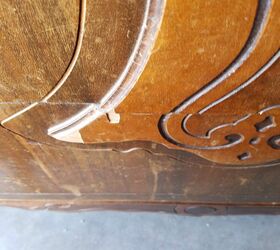 how to bring a neglected vintage dresser back to life, Slight damage on a drawer front