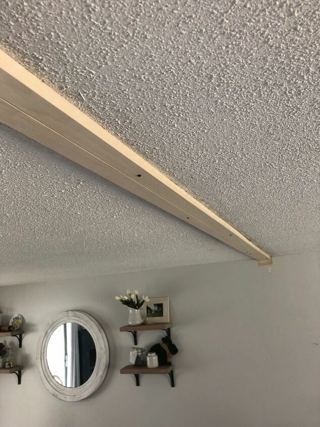 faux wood beam installation
