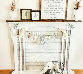 upcycled old dresser mirror to faux mantle
