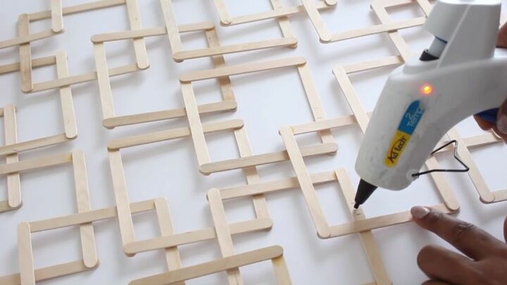unlock your creativity with these simple popsicle stick decorations, Glue the Squares Together