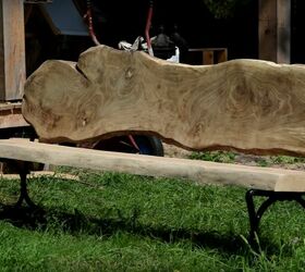 beautiful diy live edge oak table, DIY Live Edge Bench