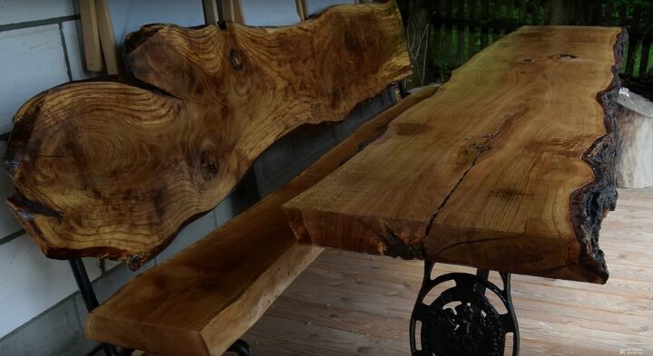 hermosa mesa de roble de borde vivo de bricolaje, F cil banco y mesa de canto vivo de bricolaje