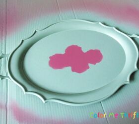 tray makeover with spray paint and doily