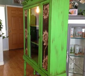 11 painted hutches that are so much more beautiful now, Brighten up a room with a floral green hutch