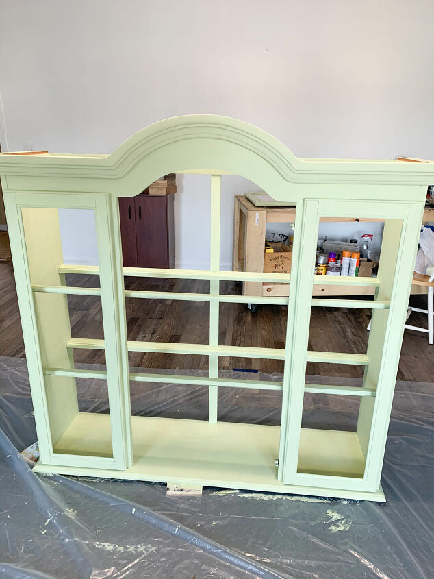 11 painted hutches that are so much more beautiful now, Repurpose a hutch top into a farmhouse cabinet