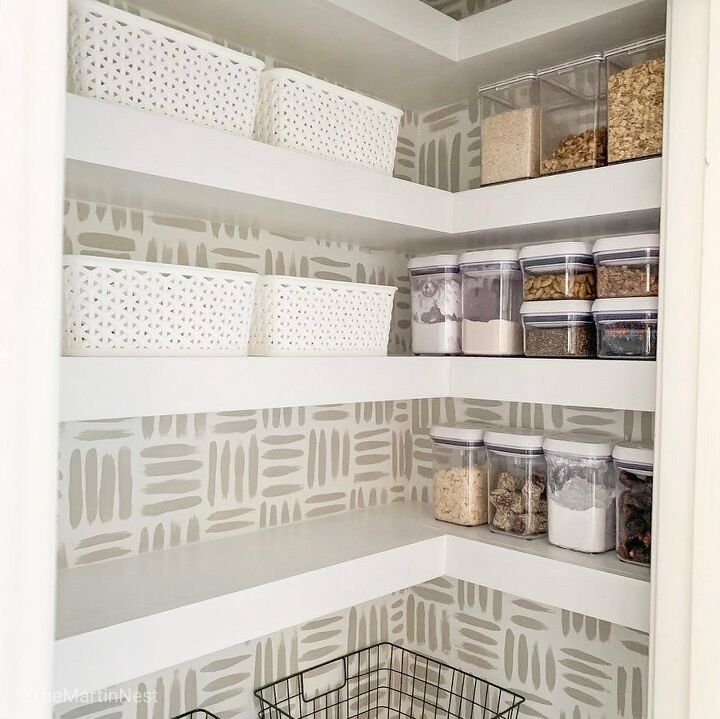 built in floating pantry shelves