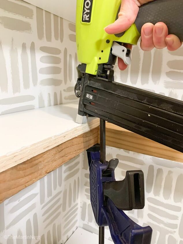 built in floating pantry shelves