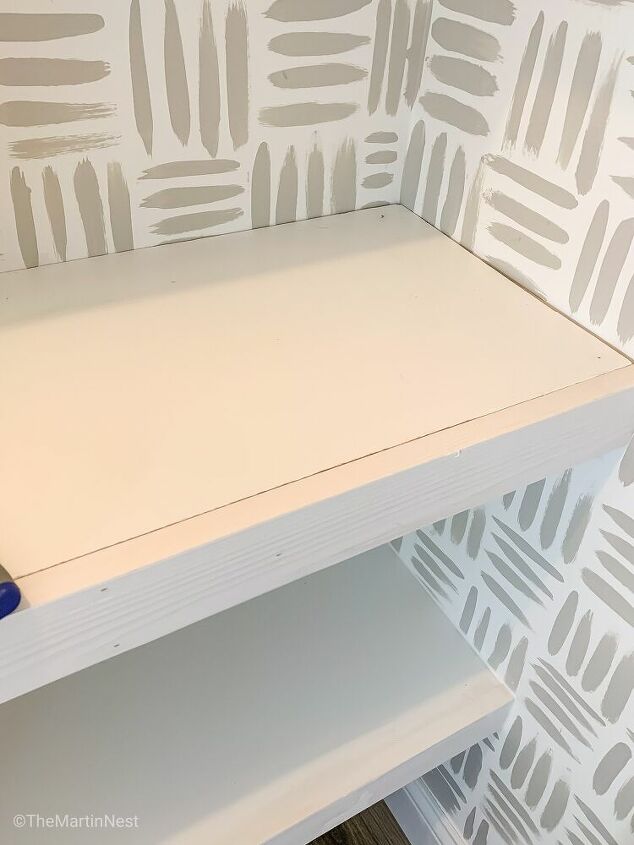 built in floating pantry shelves
