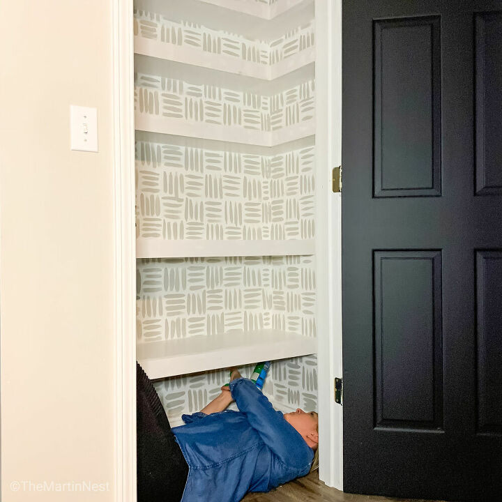 built in floating pantry shelves