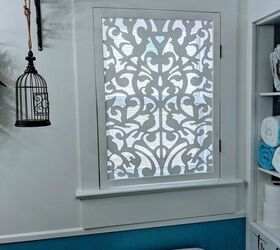 11 brilliant ways to get more privacy without hanging curtains, Add a decorative wood panel to a bathroom window