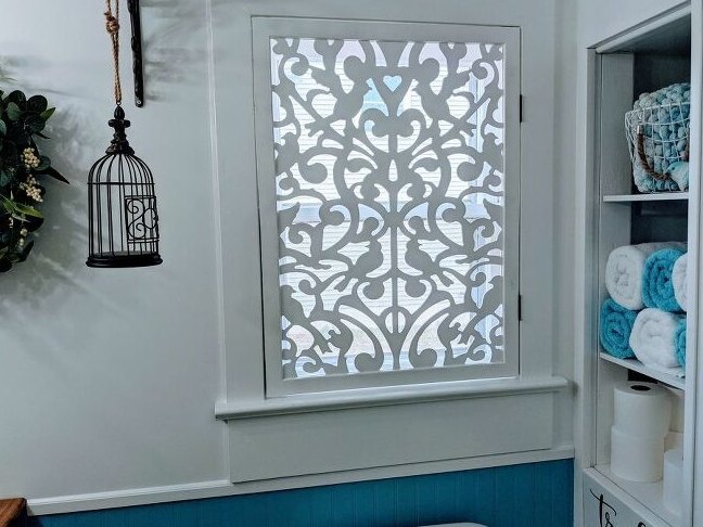 s 11 brilliant ways to get more privacy without hanging curtains, Add a decorative wood panel to a bathroom window