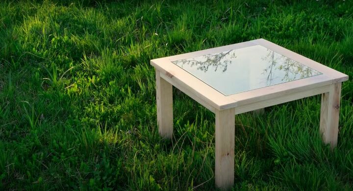 recycle old wood into a chic wood and glass coffee table, DIY Wood and Glass Coffee Table