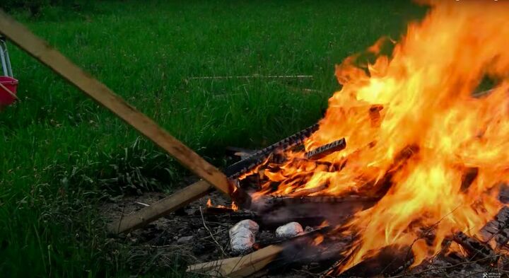 recycle old wood into a chic wood and glass coffee table, Bonfire from the Leftovers