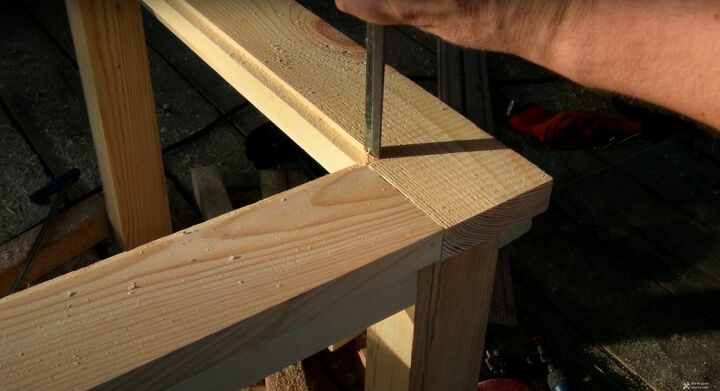 recycle old wood into a chic wood and glass coffee table, Square the Edges of the Socket