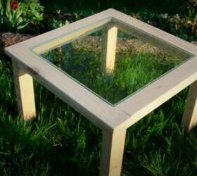 recycle old wood into a chic wood and glass coffee table, Simple DIY Wood and Glass Table