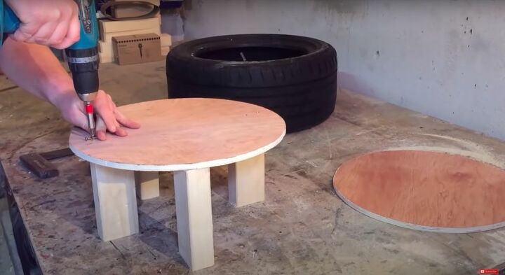 turn trash into treasure with this car tyre stool, Screw Together