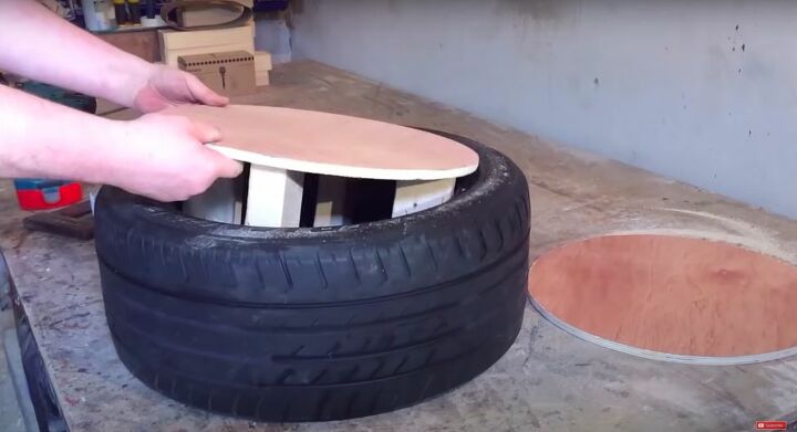 turn trash into treasure with this car tyre stool, Drop into the Tire