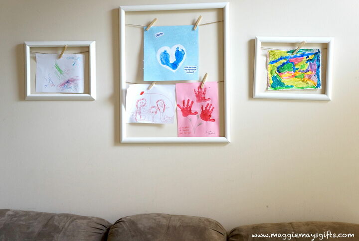 11 creative ways to save and display kids art, Use empty frames to showcase projects