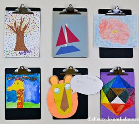 11 creative ways to save and display kids art, Repurpose clipboards into a fun display wall