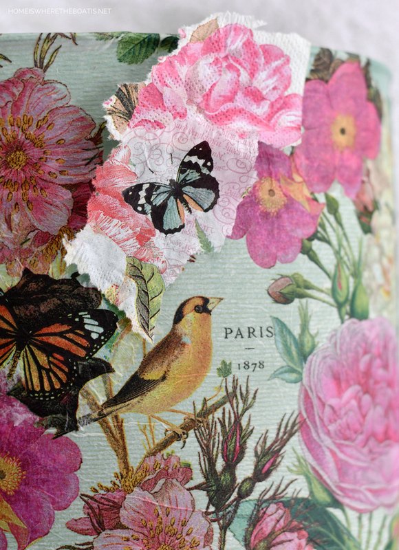 watering can makeover with decoupage and napkins