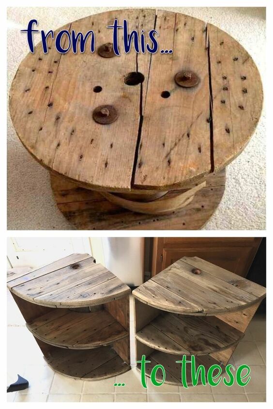 corner shelves from a wooden spool