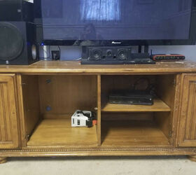 refinished cottage style entertainment center