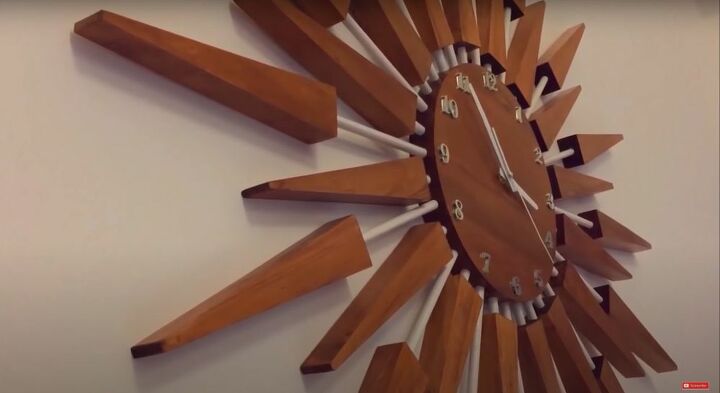 learn how to make a classic mid century modern sunburst clock, Mid Century Modern Sunburst Clock