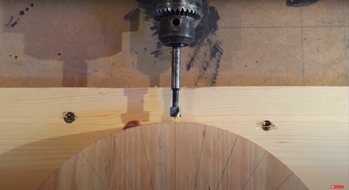 learn how to make a classic mid century modern sunburst clock, Drill Holes for the Rays