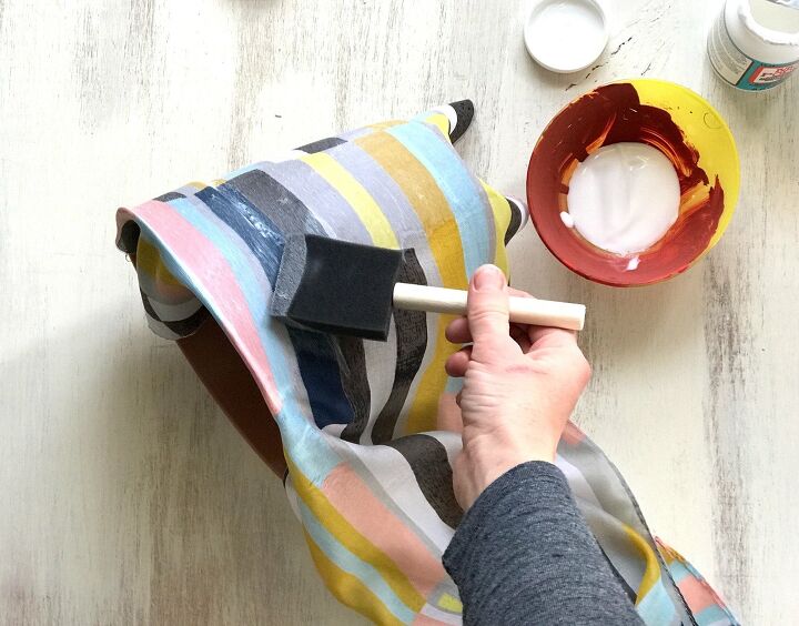 s 12 ways to decoupage ordinary items into extraordinary decor, Faux Patchwork Terra Cotta Pot