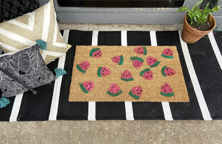 s grab a wine glass and doormat for these 10 adorable fruit decor ideas, Watermelon Door Mat