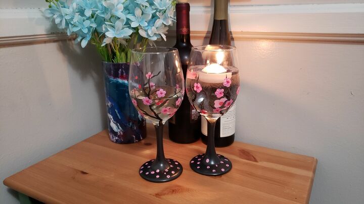 s 11 ideas de bricolaje para sorprender a tu madre este dia de la madre, Copa de vino en flor de cerezo
