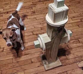 how to cheaply easily make a diy fire hydrant for your doggy, Pepper and the DIY fire hydrant