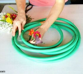 13 unique ways to make over your porch in time for summer, Make a wreath with a garden hose