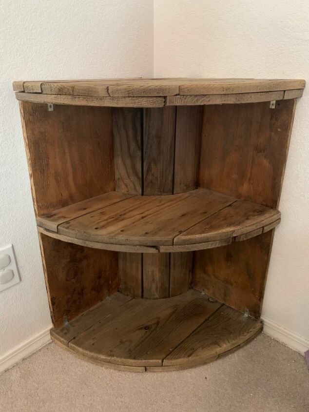 corner shelves from a wooden spool