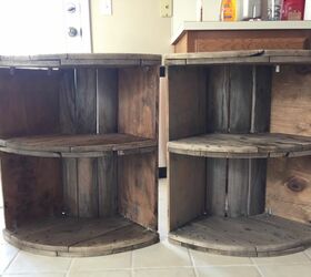 corner shelves from a wooden spool