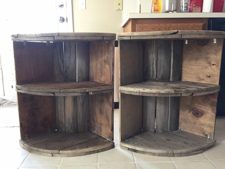 corner shelves from a wooden spool