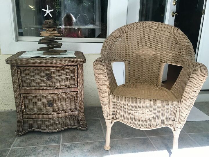 q how to darken faux wicker furniture